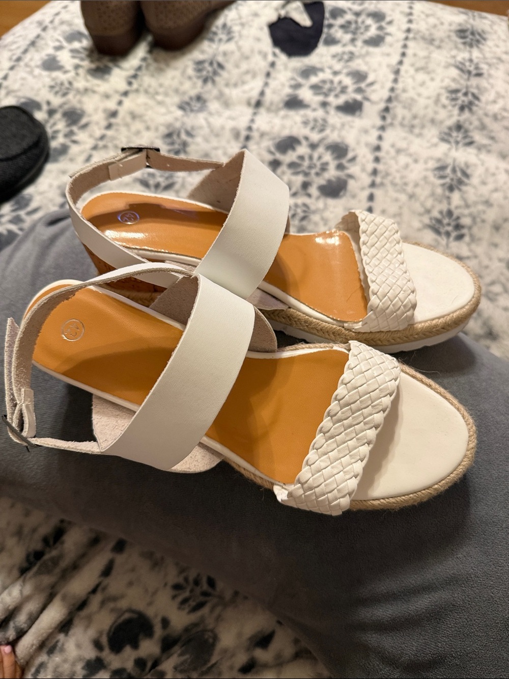 Women’s White Braided Espadrille Wedge Sandals